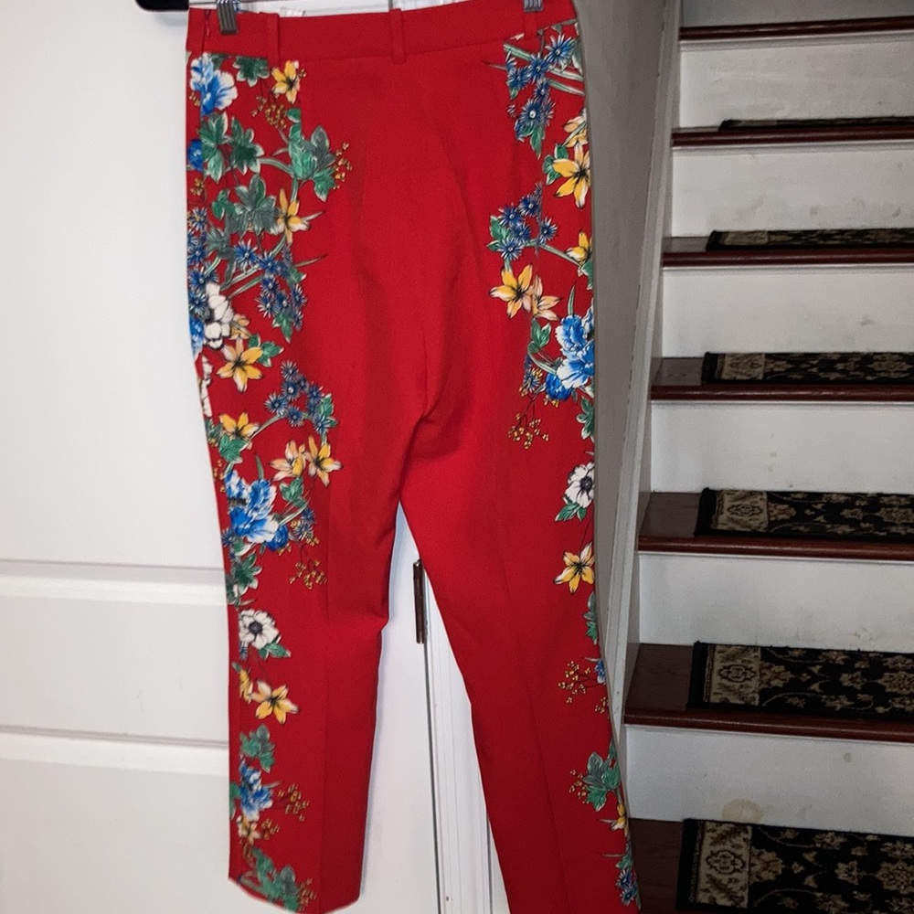 Zara Basic Collection Red Floral Pants - image 4